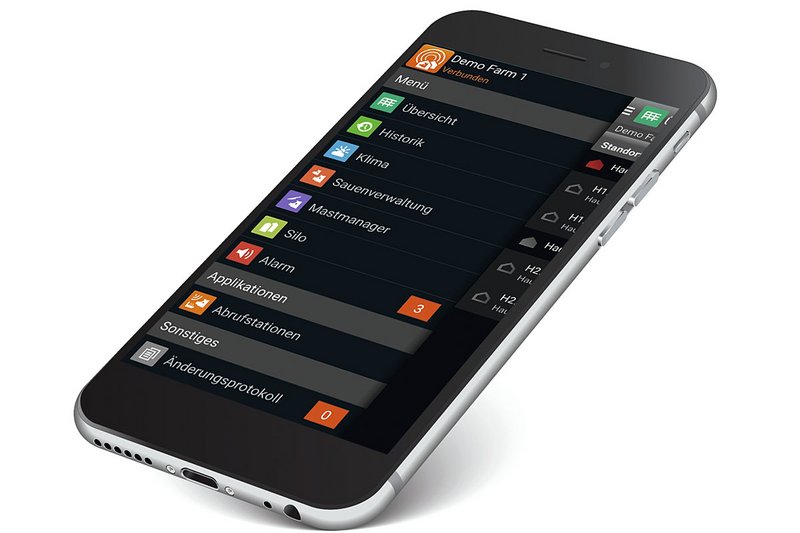 Vista di uno smartphone con l’app BigFarmNet 