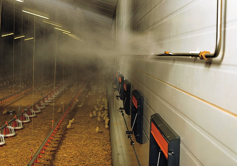 Nebulizzatori – Sistema di nebulizzazione di acqua ad alta pressione per il rinfrescamento degli allevamenti avicoli